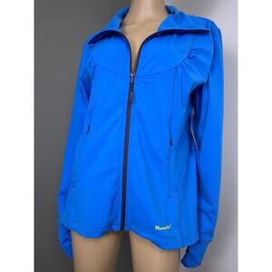 New Moosejaw Women's Large Yoga Jacket Lightweight Bright Blue Logo Zip Coat